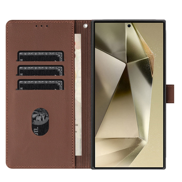 For Samsung Galaxy S25 Ultra 5G Cartoon Elephant Embossed Leather Phone Case(Brown) by buy2fix