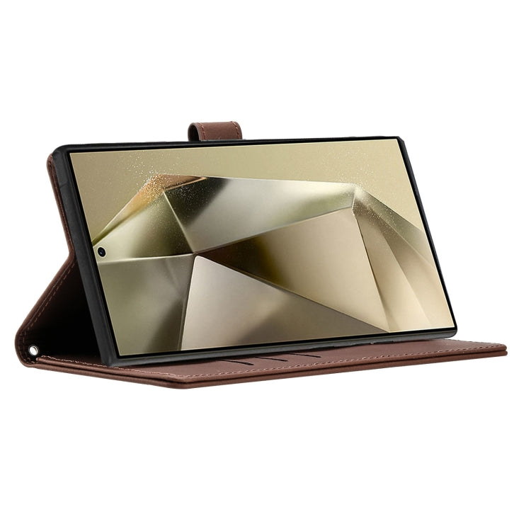 For Samsung Galaxy S25 Ultra 5G Cartoon Elephant Embossed Leather Phone Case(Brown) by buy2fix