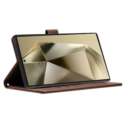 For Samsung Galaxy S25 Ultra 5G Cartoon Elephant Embossed Leather Phone Case(Brown) by buy2fix