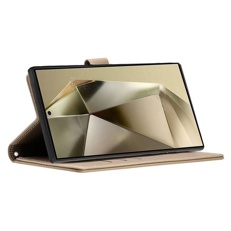 For Samsung Galaxy S25 Ultra 5G Cartoon Elephant Embossed Leather Phone Case(Khaki) by buy2fix