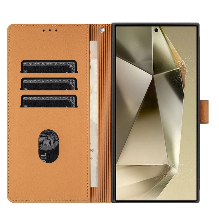 For Samsung Galaxy S25 Ultra 5G Cartoon Elephant Embossed Leather Phone Case(Yellow) by buy2fix