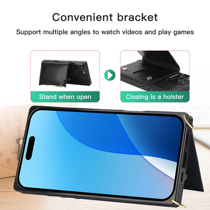 For iPhone 16 Pro Max Square Zipper Wallet Bag TPU+PU Back Cover Case(Black) by buy2fix