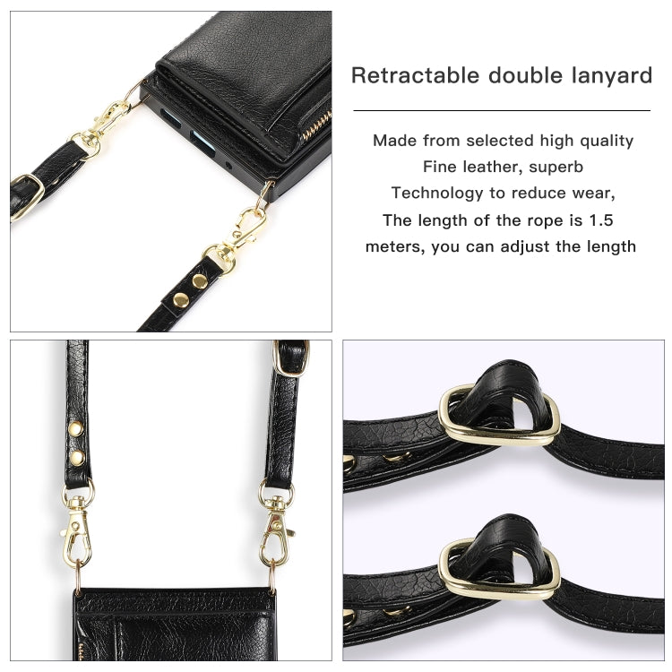 For iPhone 16 Pro Max Square Zipper Wallet Bag TPU+PU Back Cover Case(Black) by buy2fix