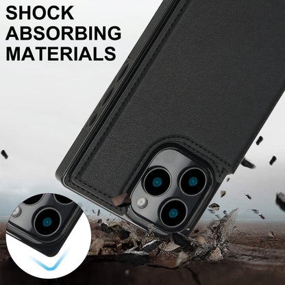 For iPhone 16 Pro Max Cross-body Square Dual-Buckle Card Flip Wallet Phone Case(Black) by buy2fix