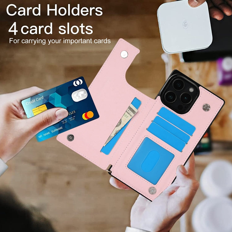 For iPhone 16 Pro Max Cross-body Zipper Square Phone Case(Pink) - iPhone 16 Pro Max Cases by buy2fix | Online Shopping UK | buy2fix