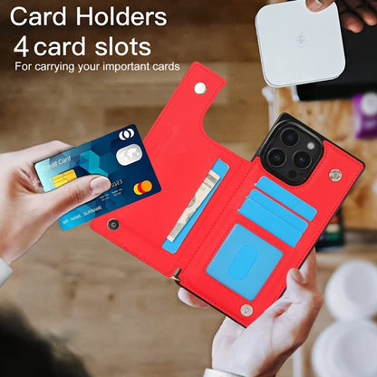 For iPhone 16 Pro Max Cross-body Zipper Square Phone Case(Red) - iPhone 16 Pro Max Cases by buy2fix | Online Shopping UK | buy2fix