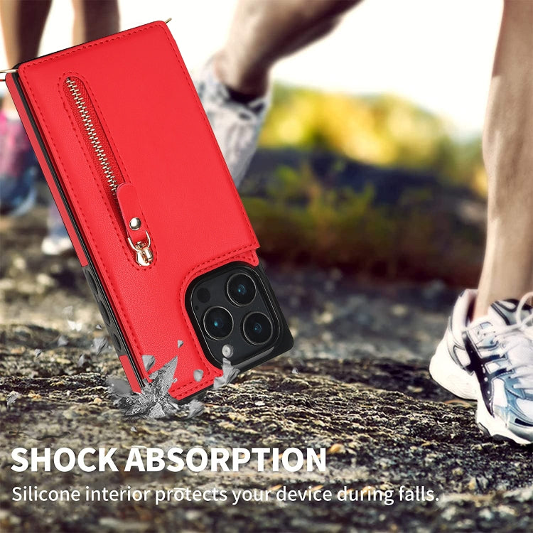 For iPhone 16 Pro Max Cross-body Zipper Square Phone Case(Red) - iPhone 16 Pro Max Cases by buy2fix | Online Shopping UK | buy2fix