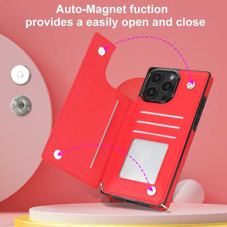 For iPhone 16 Pro Max Cross-body Zipper Square Phone Case(Red) - iPhone 16 Pro Max Cases by buy2fix | Online Shopping UK | buy2fix