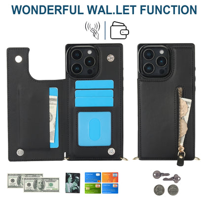 For iPhone 16 Pro Max Cross-body Zipper Square Phone Case(Black) - iPhone 16 Pro Max Cases by buy2fix | Online Shopping UK | buy2fix