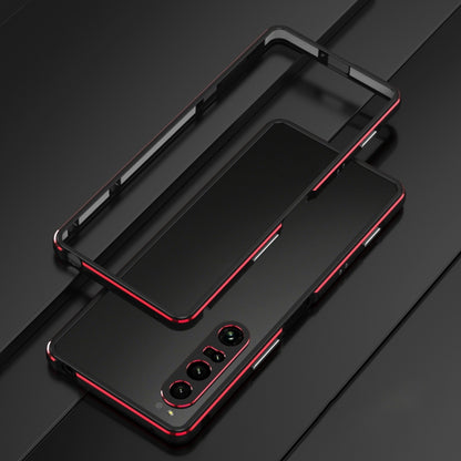 For Sony Xperia 1 VI Aurora Series Lens Protector + Metal Frame Protective Phone Case(Black Red) - Google Cases by buy2fix | Online Shopping UK | buy2fix
