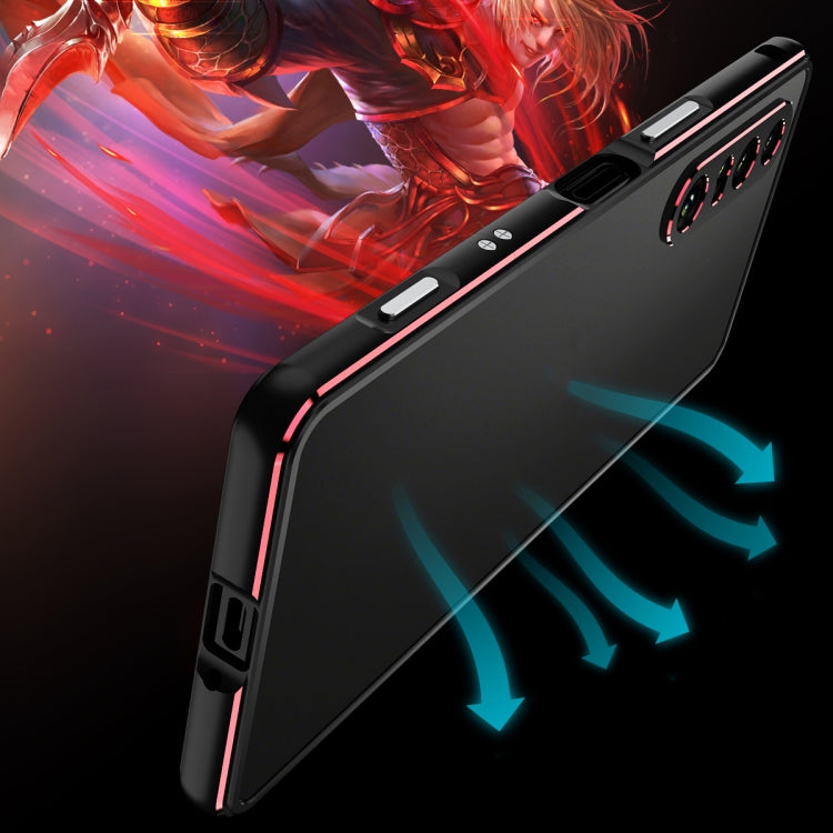 For Sony Xperia 1 VI Aurora Series Lens Protector + Metal Frame Protective Phone Case(Black Red) - Google Cases by buy2fix | Online Shopping UK | buy2fix