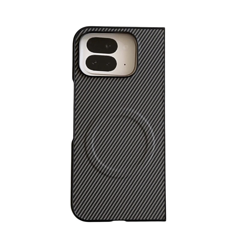 For Google Pixel 9 Pro Fold Carbon Fiber Leather MagSafe PC Phone Case(Silver) by buy2fix