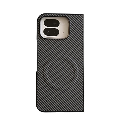 For Google Pixel 9 Pro Fold Carbon Fiber Leather MagSafe PC Phone Case(Silver) by buy2fix