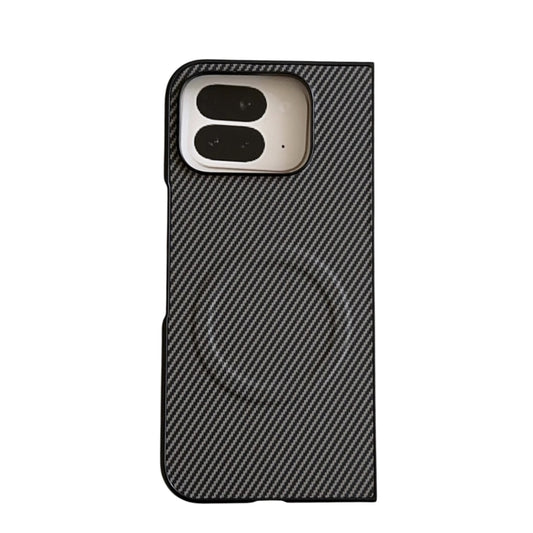 For Google Pixel 9 Pro Fold Carbon Fiber Leather MagSafe PC Phone Case(Silver) by buy2fix