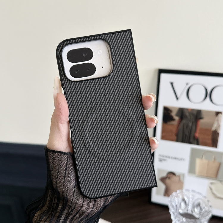 For Google Pixel 9 Pro Fold Carbon Fiber Leather MagSafe PC Phone Case(Silver) by buy2fix