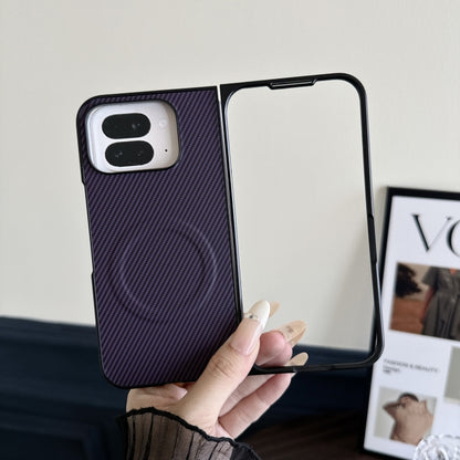 For Google Pixel 9 Pro Fold Carbon Fiber Leather MagSafe PC Phone Case(Silver) by buy2fix