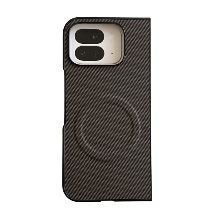 For Google Pixel 9 Pro Fold Carbon Fiber Leather MagSafe PC Phone Case(Brown) by buy2fix