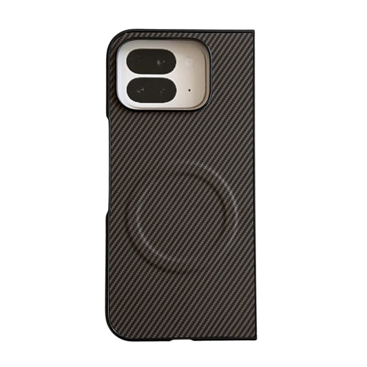 For Google Pixel 9 Pro Fold Carbon Fiber Leather MagSafe PC Phone Case(Brown) by buy2fix