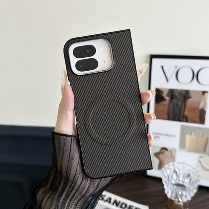 For Google Pixel 9 Pro Fold Carbon Fiber Leather MagSafe PC Phone Case(Brown) by buy2fix