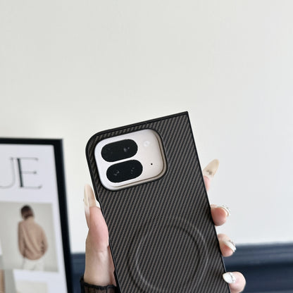 For Google Pixel 9 Pro Fold Carbon Fiber Leather MagSafe PC Phone Case(Brown) by buy2fix