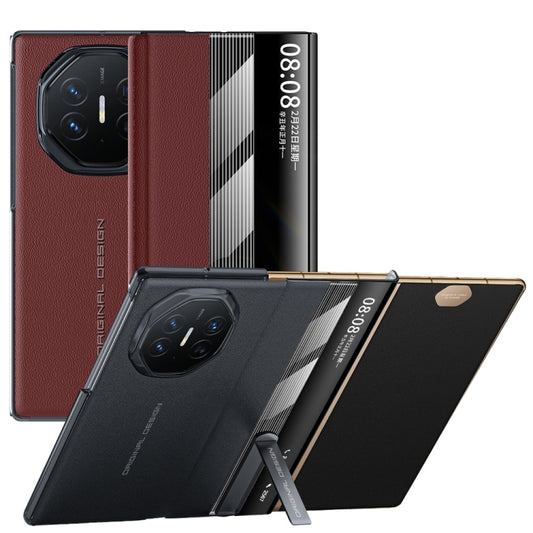 For Huawei Mate XT Ultimate Smart Side View Window Genuine Leather Phone Case(Black) - Huawei Cases by buy2fix | Online Shopping UK | buy2fix