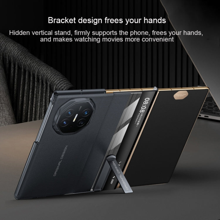 For Huawei Mate XT Ultimate Smart Side View Window Genuine Leather Phone Case(Dark Red) - Huawei Cases by buy2fix | Online Shopping UK | buy2fix