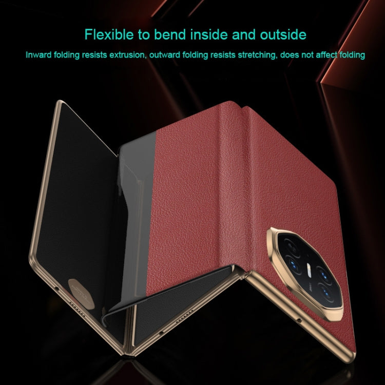 For Huawei Mate XT Ultimate Smart Side View Window Plain Leather Phone Case(Dark Red) - Huawei Cases by buy2fix | Online Shopping UK | buy2fix