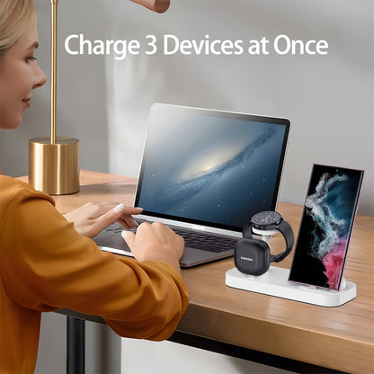 B25 Type-C 4-in-1 Charging Stand Phone Holder for Samsung Watch / Galaxy Buds(Black) - Wireless Charger by buy2fix | Online Shopping UK | buy2fix