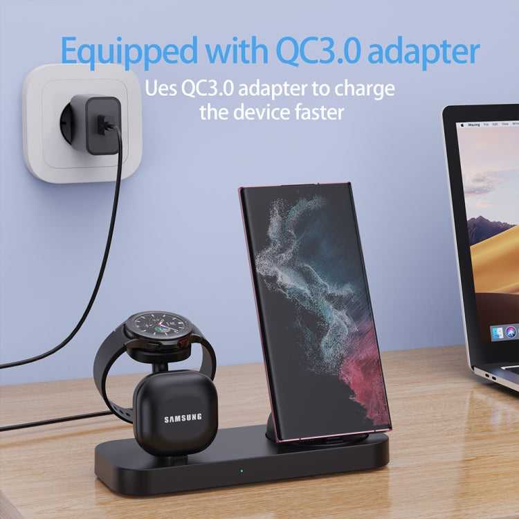 B25 Type-C 4-in-1 Charging Stand Phone Holder for Samsung Watch / Galaxy Buds(White) - Wireless Charger by buy2fix | Online Shopping UK | buy2fix