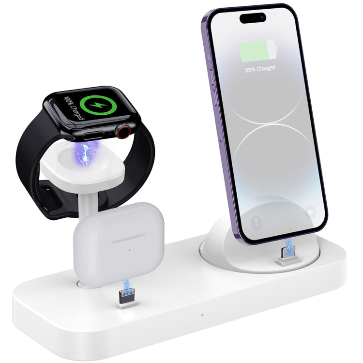B25 8 Pin 4-in-1 Charging Stand Phone Holder for Apple Watch / AirPods(White) - Wireless Charger by buy2fix | Online Shopping UK | buy2fix