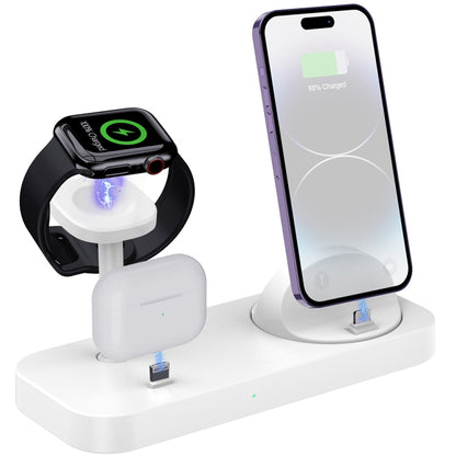B25 8 Pin 4-in-1 Charging Stand Phone Holder for Apple Watch / AirPods(White) - Wireless Charger by buy2fix | Online Shopping UK | buy2fix