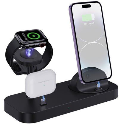 B25 8 Pin 4-in-1 Charging Stand Phone Holder for Apple Watch / AirPods(Black) - Wireless Charger by buy2fix | Online Shopping UK | buy2fix