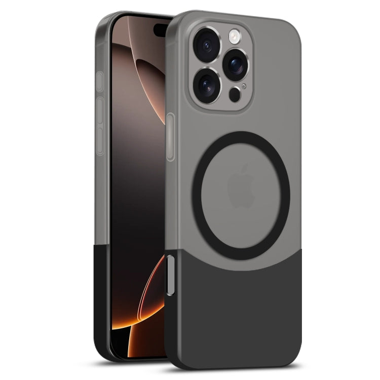 For iPhone 16 Pro Dual Color Stitching MagSafe Magnetic PC Phone Case(Black) by buy2fix