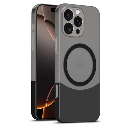 For iPhone 16 Pro Dual Color Stitching MagSafe Magnetic PC Phone Case(Black) by buy2fix