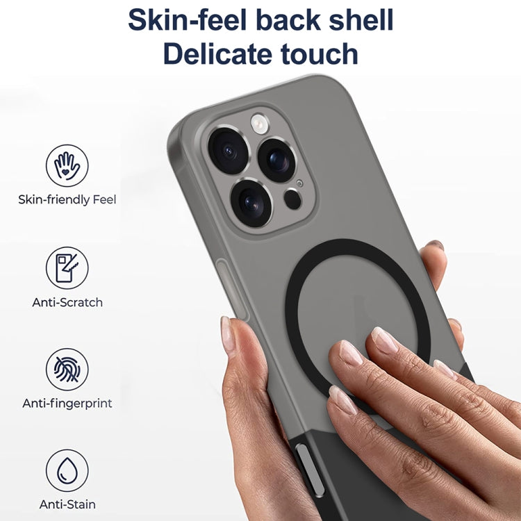 For iPhone 16 Pro Max Dual Color Stitching MagSafe Magnetic PC Phone Case(Blue) by buy2fix