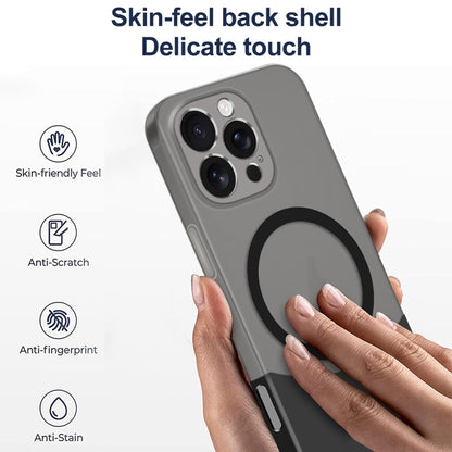 For iPhone 16 Pro Max Dual Color Stitching MagSafe Magnetic PC Phone Case(Orange) by buy2fix