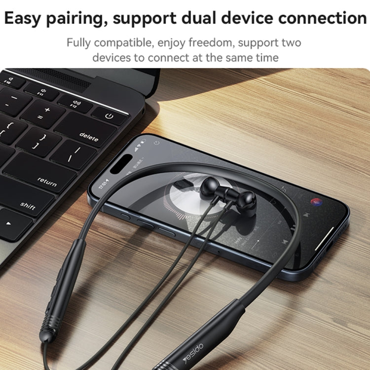 Yesido YSP20 Magnetic Neckband Wireless Bluetooth Earphone(Black) - Neck-mounted Earphone by Yesido | Online Shopping UK | buy2fix