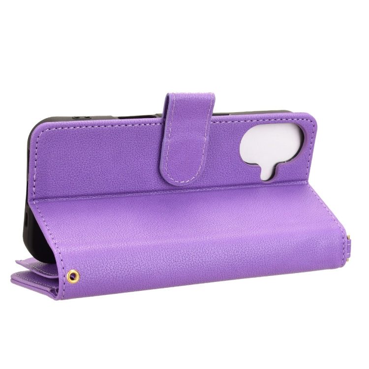 For iPhone 16 Plus Litchi Texture Zipper Leather Phone Case(Purple) - iPhone 16 Plus Cases by buy2fix | Online Shopping UK | buy2fix