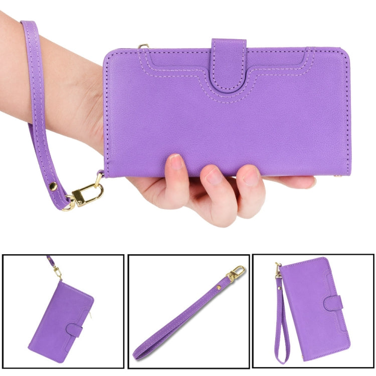 For iPhone 16 Plus Litchi Texture Zipper Leather Phone Case(Purple) - iPhone 16 Plus Cases by buy2fix | Online Shopping UK | buy2fix