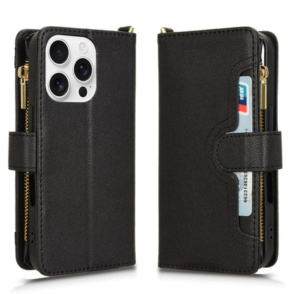 For iPhone 16 Pro Litchi Texture Zipper Leather Phone Case(Black) by buy2fix
