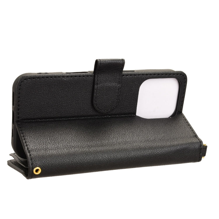 For iPhone 16 Pro Litchi Texture Zipper Leather Phone Case(Black) by buy2fix