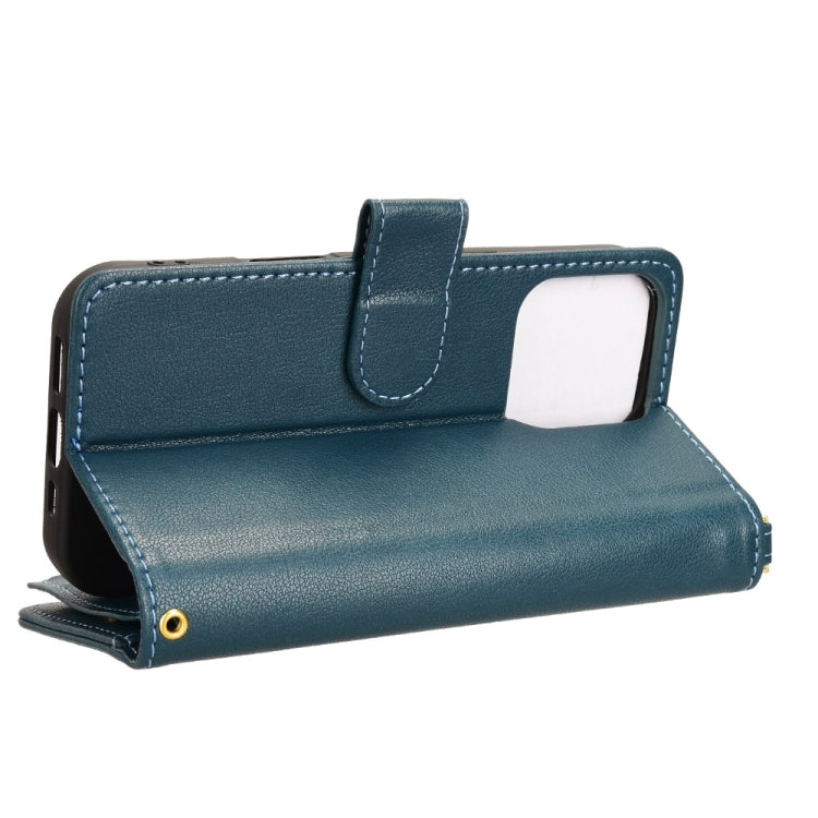 For iPhone 16 Pro Litchi Texture Zipper Leather Phone Case(Green) by buy2fix