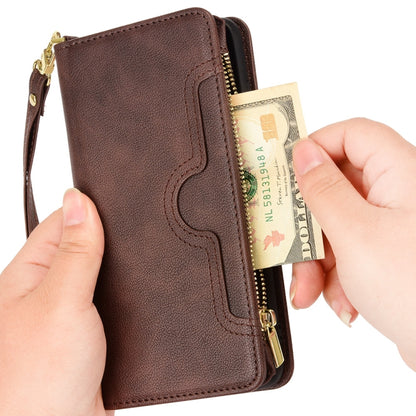 For iPhone 16 Pro Litchi Texture Zipper Leather Phone Case(Brown) by buy2fix