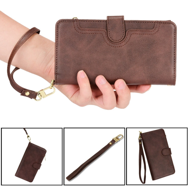 For iPhone 16 Pro Litchi Texture Zipper Leather Phone Case(Brown) by buy2fix