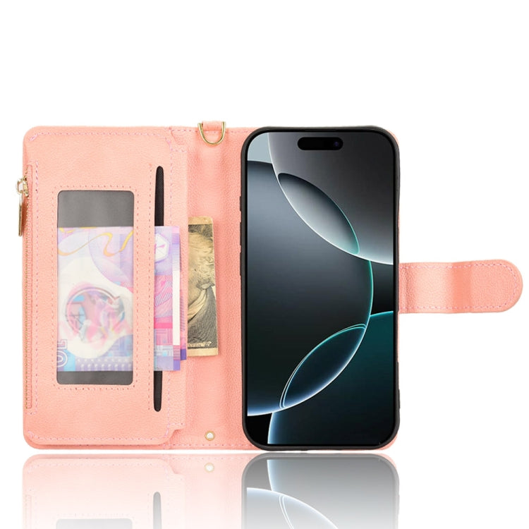 For iPhone 16 Pro Litchi Texture Zipper Leather Phone Case(Pink) by buy2fix