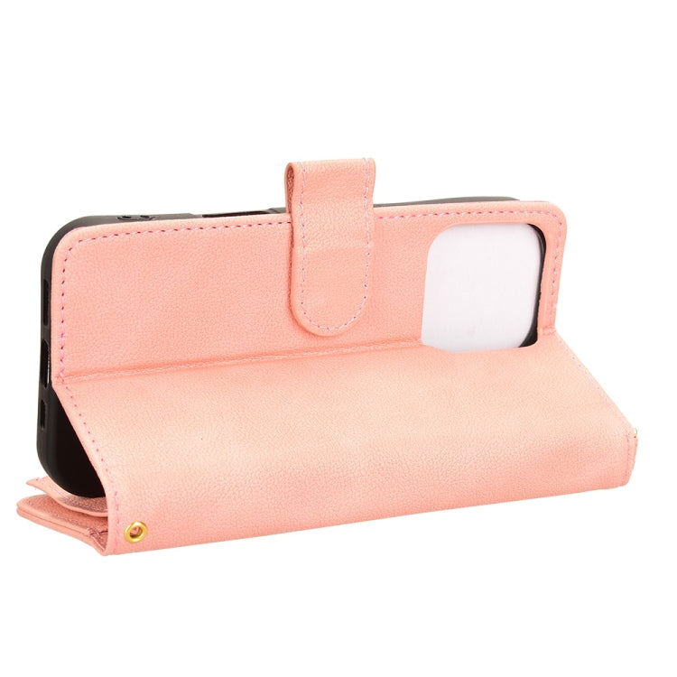 For iPhone 16 Pro Litchi Texture Zipper Leather Phone Case(Pink) by buy2fix