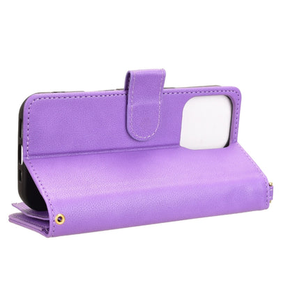 For iPhone 16 Pro Max Litchi Texture Zipper Leather Phone Case(Purple) by buy2fix