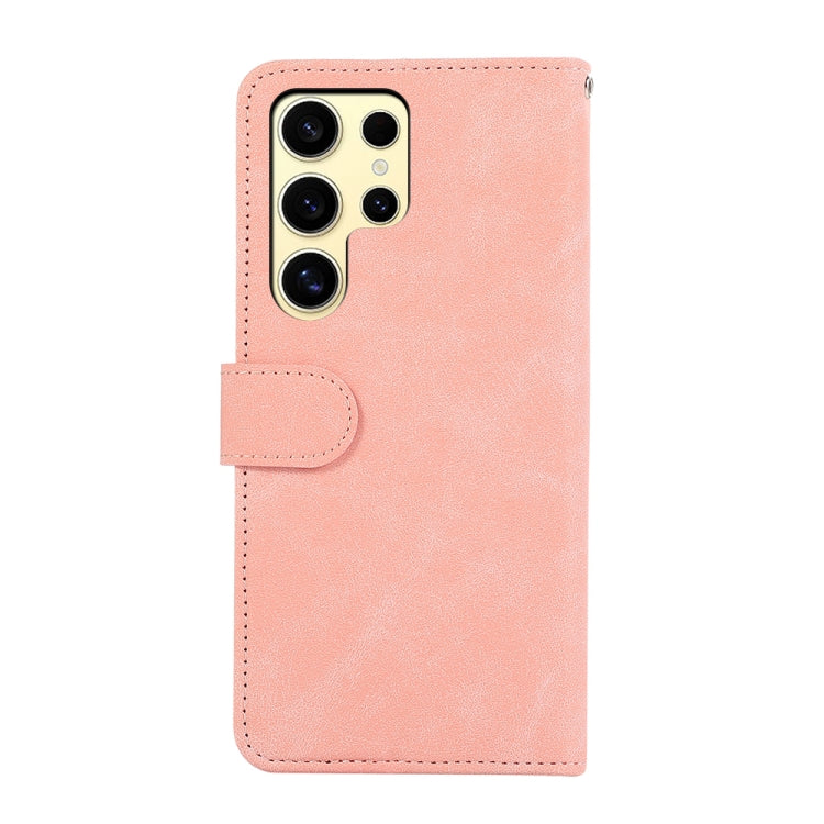 For Samsung Galaxy S25 Ultra 5G ABEEL Color Block Magnetic RFID Leather Phone Case(Pink-Cyan) by buy2fix