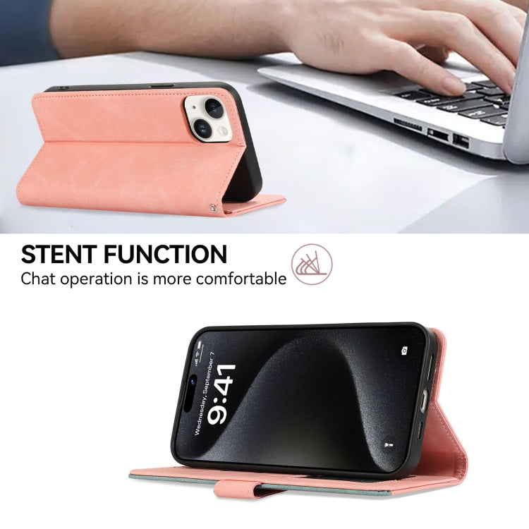 For Samsung Galaxy S25 Ultra 5G ABEEL Color Block Magnetic RFID Leather Phone Case(Pink-Cyan) by buy2fix