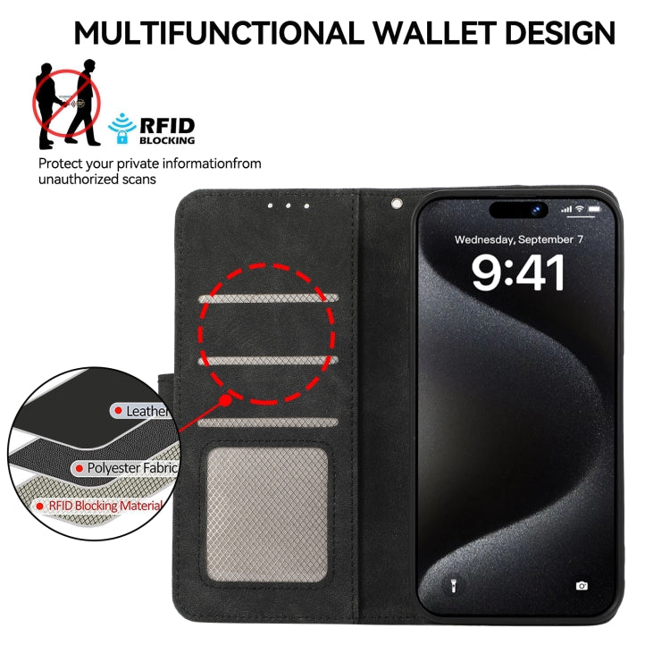 For Samsung Galaxy S25 Ultra 5G ABEEL Color Block Magnetic RFID Leather Phone Case(Black-Green) by buy2fix